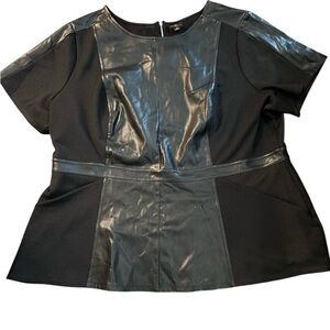 3X Faux Leather Peplum Top
